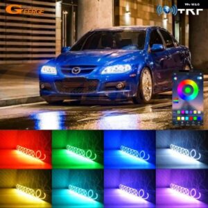 6 マツダ スピード6 MS6 アテンザ GG 2002 2003 - 2007 2008 BLUETOOTH APP マルチカラー RGB LED エンジェルアイキット ハローリング