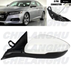 ホンダ アコード 2018-23 左側 8ピン ホワイト塗装 ブラインド スポットミラー アセンブリ