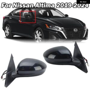 3線式ドアミラー アセンブリ 日産 アルティマ 2019-2024 プライマーブラック 手動式 折りたたみ 式ドアミラー カーアクセサリー