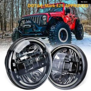 Eマーク認定 7インチ LED ヘッドライト H4 ハイロービーム DRL付き LADA NIVA 4X4 JEEP WRANGLER TJ JK JL LAND ROVER DEFENDER HUMMER