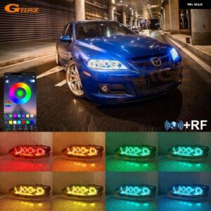 6 マツダ スピード 6 MS6 GG 2002 - 2007 2008 BLUETOOTH APP 超高輝度マルチカラー RGB LED エンジェルアイキット ハローリング