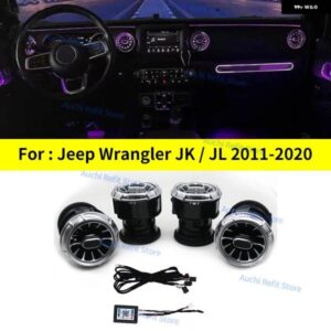 256色 LED エアベント ジープ ラングラー JK 2011-2017 JL 2018-2023 車用 A/C エア アウトレット タービンノズル 装飾 ランプ アクセサリー