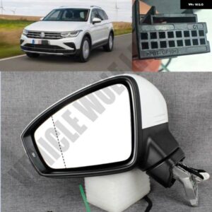 フォルクスワーゲン ティグアン 2017-23 左側 9ピン ホワイト塗装 バックミラー 5NG857501A