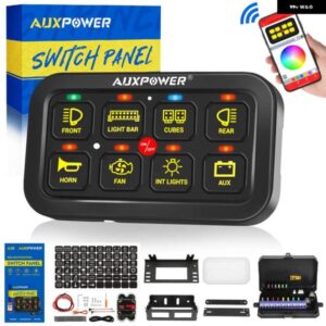 汎用 8ギャングスイッチ パネル RGBライト オンオフ 制御 電子パワーリレー LEDバックライト 車 SUV キャンピングカー RV マリン DIY