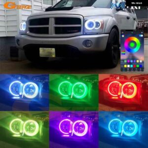 ダッジ ラム 1500 2500 3500 DR DH DC DM RFリモートBLUETOOTHアプリ超高輝度マルチカラーRGB LEDエンジェルアイハローリングキット