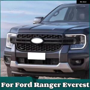 フォード レンジャー エベレスト カーボン ABS クローム カーフロントセンター グリル トリムモールディング プロテクター ステッカー スタイリング 2023