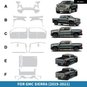 プレカット PPF GMC SIERRA AT4 DENALI SLT 2019-2021 ペイントプロテクションフィルム 8.5ミル TPU クリアブラキット 車体 ステッカー フィルム