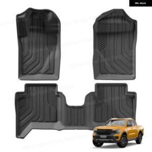 フォード レンジャー 2023 2024 TPE 3D カーフロアマット フットセット パッド 3個 全ウェザー型 オートアクセサリー