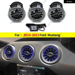 256色LEDベント 装飾 ランプ フォード マスタング2015-2023 BLUETOOTHアプリ コントロール カーエアタービン アウトレット ノズル アンビエントライト