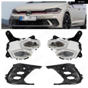 1ペア LED フォグランプ グリッド VW ポロ GTI 2021-24 カーアクセサリー フォグランプ と グリル 2G0941055 2G0941056