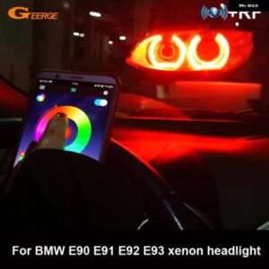 RFリモートBLUETOOTHアプリマルチカラーDTM スタイル RGB LEDエンジェルアイハローリングデイライト BMW 3シリーズE90 E91 E92 E93