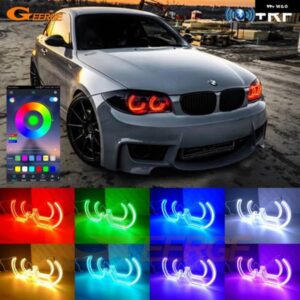 BMW 1シリーズ E82 E88 E87 E81 RFリモートBLUETOOTHアプリマルチカラークリスタルDTM M4 スタイル RGB LEDエンジェルアイキット ハローリング