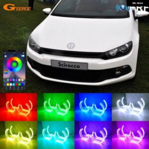 フォルクスワーゲン VW シロッコ III MK3 RFリモートBTアプリ マルチカラー DTM M4 スタイル 超高輝度 RGB LEDエンジェルアイキット ハローリング