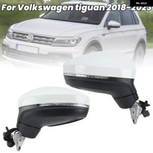 8ピンサイドドアミラー アセンブリ フォルクスワーゲン ティグアン2018-2023ホワイトデュアルプラグ ブラインド スポットライトウィングミラー