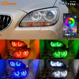 BMW 6シリーズ F12 F13 650I 640I 640D M6 2011 - 2015 BLUETOOTH APP マルチカラー DTM M4 スタイル RGB LED エンジェルアイキット ハローリング