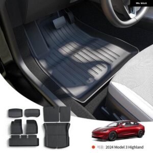 テスラ 2024 ハイランド モデル3 フルTPEフロアマット 防水 滑り止めマット フット パッド リア トランク マット カーアクセサリー