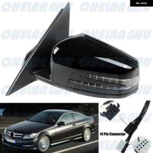 ベンツ W204 C180 C200 C300 2008-13 左側 14ピン ブラック塗装 メモリ オートフォールドミラー アセンブリ