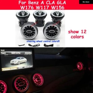 12色 メルセデス ベンツ A CLA GLA W176 W117 W156 A45 CLA45 アンビエントライト LED ステアリングホイール コントロール エアベント タービンノズル