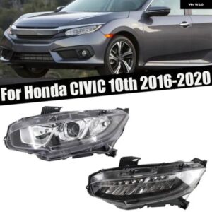 ホンダ シビック 10代目 2016-2020年式 フロント バンパー ヘッドライト ランプ オートライト ヘッドライト カバー シェル ハロゲン アップグレード LED