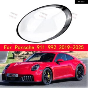 ポルシェ 991 992 2018-2025 車用 ヘッドライト シェード ク リアランプ シェード レンズ ヘッドランプ カバー ランプシェル ブラックエッジ