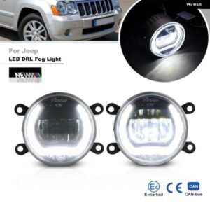ジープ グランド チェロキー WH リバティ 2005-07 LED 2-IN-1 フロント デイタイム ランニングライト フォグランプ DRL CANバス ハロー ヘッドライト 2個