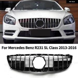 グリル メルセデス ベンツ R231 SL クラス 2013-2016 SL400 SL500 GT スタイル フロント グリル ブラック/シルバー 車上部 バンパー フード メッシュ
