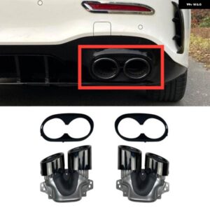 メルセデス ベンツ A/ CLA クラス W177 A35 C118 CLA35 X247 GLB35 A45S AMG リアマフラー 排気チップ パイプ ブラック ブラケット トリム 付き