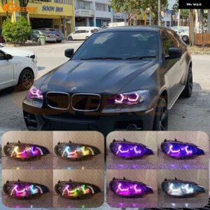 BMW X6 E71 E72 X6M 2008 - 2012 2013 2014 コンセプト M4 アイコニック スタイル ダイナミック回転式 マルチカラー RGB LED エンジェルアイ ハローリング