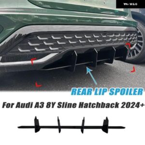 アウディ A3 8Y SLINE ハッチバック 2024+ 車用 リア バンパー テール アンダーリップ スポイラー ディフューザー 光沢ブラック ABS 外装 ガード