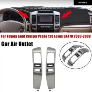 車用 エアコン 吹き出し口 フレーム A/C 通気口 プレート パネル シルバー トヨタ ランドクルーザー プラド 120 レクサス GX470 2003-2009 左右