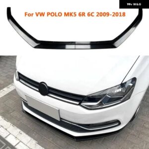 フロント バンパー スポイラー リップ VW POLO MK5 6R 6C 2009-2018 光沢ブラック 車アンダーブレードガードプレートカバー キット スプリッター