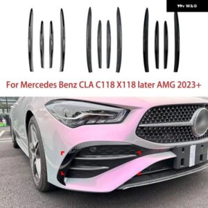メルセデス ベンツ CLA C118 X118 後期 AMG 2023+ 車用 フロント バンパー サイドウインド グリル エアナイフスポイラー スプリッター 外装 装飾