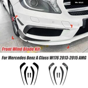 6個 車用フロント バンパー フォグランプ トリム カバー サイドフィン カナード スポイラー ステッカー メルセデス ベンツ A クラス W176 2013-2015 AMG