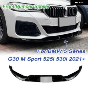 車用3段階フロント バンパー リップ BMW 5シリーズ G30 Mスポーツ 525I 530I 2021+ 光沢ブラック 外装 ガード 装飾 カスタム