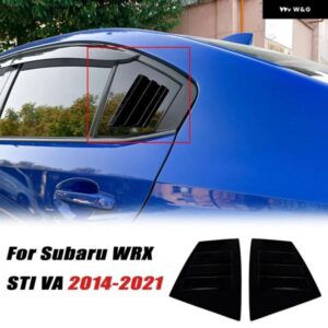 2個入り 車用リアウィンドウシャッターカバー トリム ルーバー サイド エアベント デコレーション ステッカー スバル WRX STI VA 2014-2021 光沢ブラック