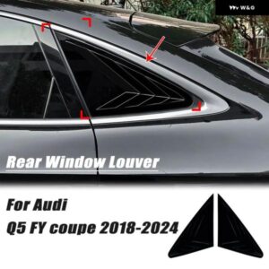 アウディ Q5 FY クーペ 2018-2024 車用 リアウィンドウシャッター ステッカー カバー トリム キット ウィンドウルーバー サイドベント トリム