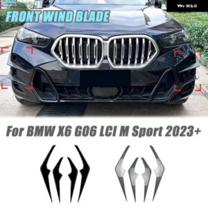 4PCS 車フロント バンパー サイドナイフ ステッカー フロントブレードガード 装飾 トリム 外装 カスタム BMW X6 G06 LCI M スポーツ 2023+