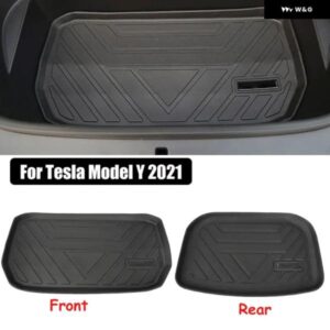 テスラ モデルY 2021 TPE 車用フロント 収納 ボックス パッド リア トランク マット 防水 パッド ライナー トランク トレイ フロアマットセット