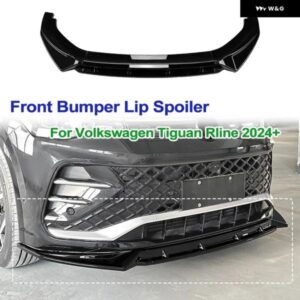 車用3段階フロント バンパー リップスポイラー フォルクスワーゲン ティグアン RLINE 2024+ ボディ 外装 ガードデコレーション グロッシーブラック