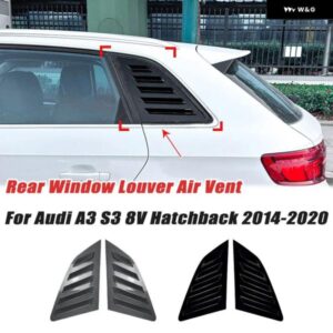 車用リアサイドウィンドウルーバー通気口 フロントガラス 装飾 カバー アウディ A3 S3 8V ハッチバック 2014-2020 2枚入り オートガード ステッカー