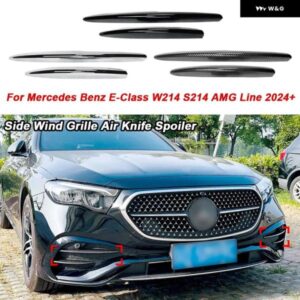 メルセデス ベンツ E クラス W214 S214 AMGライン 2024+ フロント バンパー サイドウィンド グリル エアナイフスポイラー ABS ステッカー デコレーション