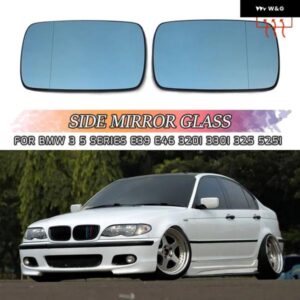 BMW E46 ブルー 左右サイドガラス ヒーター付きバックミラー ガラス 1998-2006