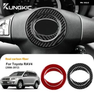 LHD RHD リアルソフトカーボン ステッカー トヨタ RAV4 2006 - 12 車用 ステアリングホイール センター フレーム トリム
