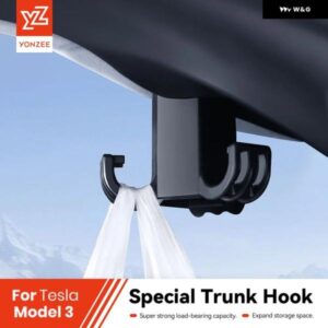 テスラ モデル3 ハイランドカー 2017-2024 車用フックアクセサリー - 回転フック 簡単取り付け なショッピングバッグフック