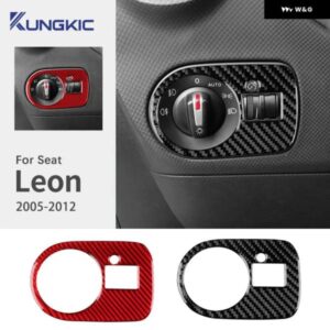 LHD RHD リアルソフトカーボン ステッカー シートレオン 2005 - 12 車用 ヘッドライト スイッチ フレーム トリム