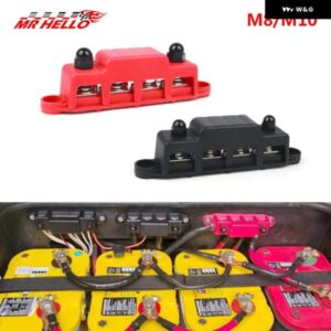 M8 M10 4ウェイ配線列バスバー端子台 配電ブロック 車/ツーリングカー/ヨットに最適