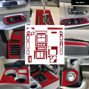 ジープ リバティ 2008 - 12 アクセサリー 車内 カーボン トリム ステッカー レッド