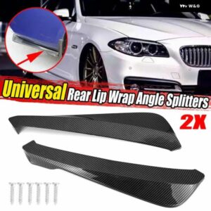 カーボン/光沢ブラック リア バンパー リップ ディフューザー 傷防止 リップスプリッター ウィングレット カナード プロテクター 汎用 2個