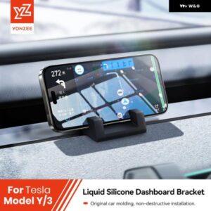 テスラ ハイランド 3/Y 液体シリコン 携帯電話 ホルダー ダッシュボード 携帯電話 ホルダー 自動車内装アクセサリー エアベント クリップ