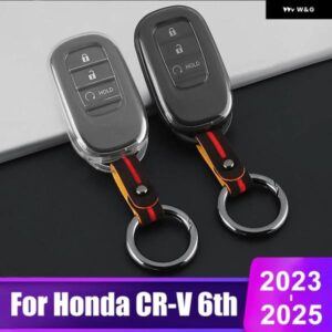 TPUクリア車キーケースカバー ホンダ CRV 2023 2024 2025 CR-V 第6世代ハイブリッドアクセサリー ホルダー シェルキー チェーン